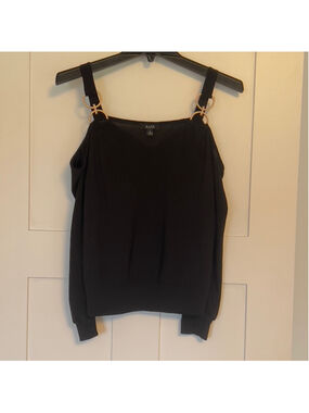 A.U.W Black Sleeveless Top with Gold Chain Strap Detail Women’s Small